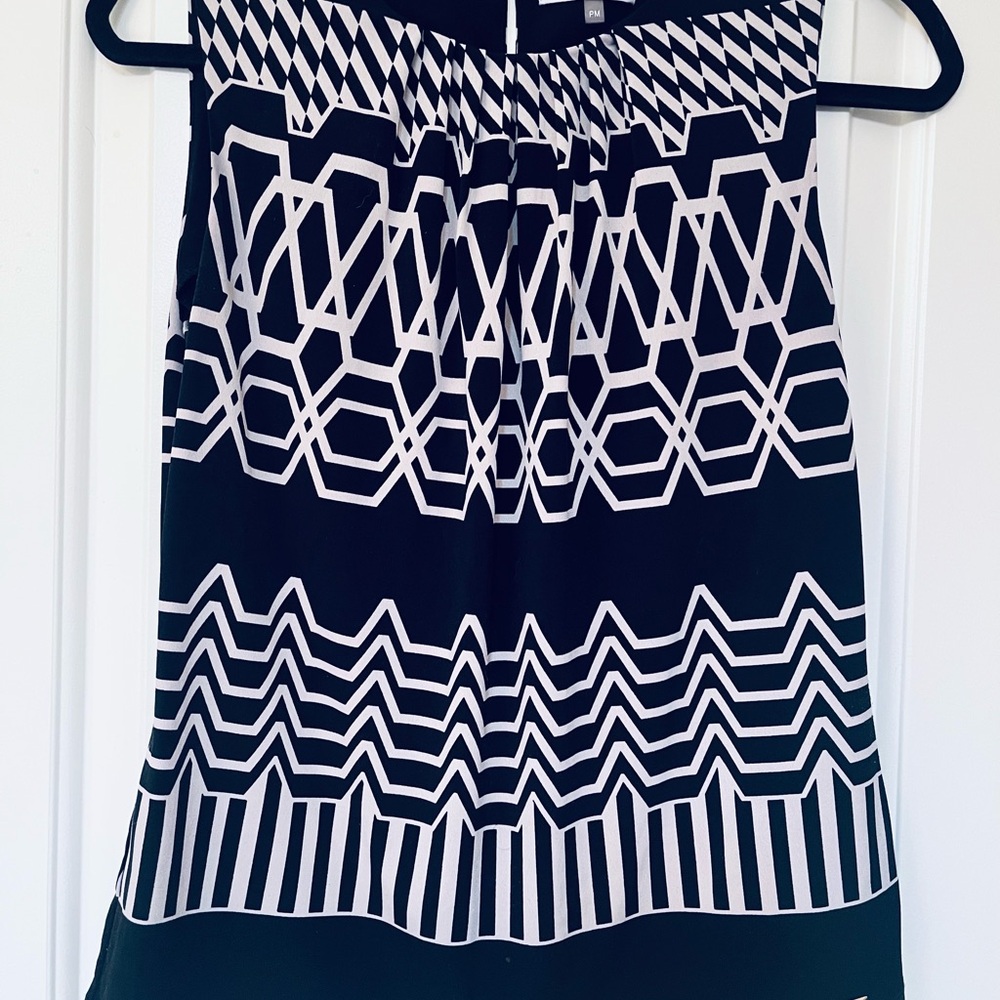 Calvin Klein Black and White Geometric Blouse